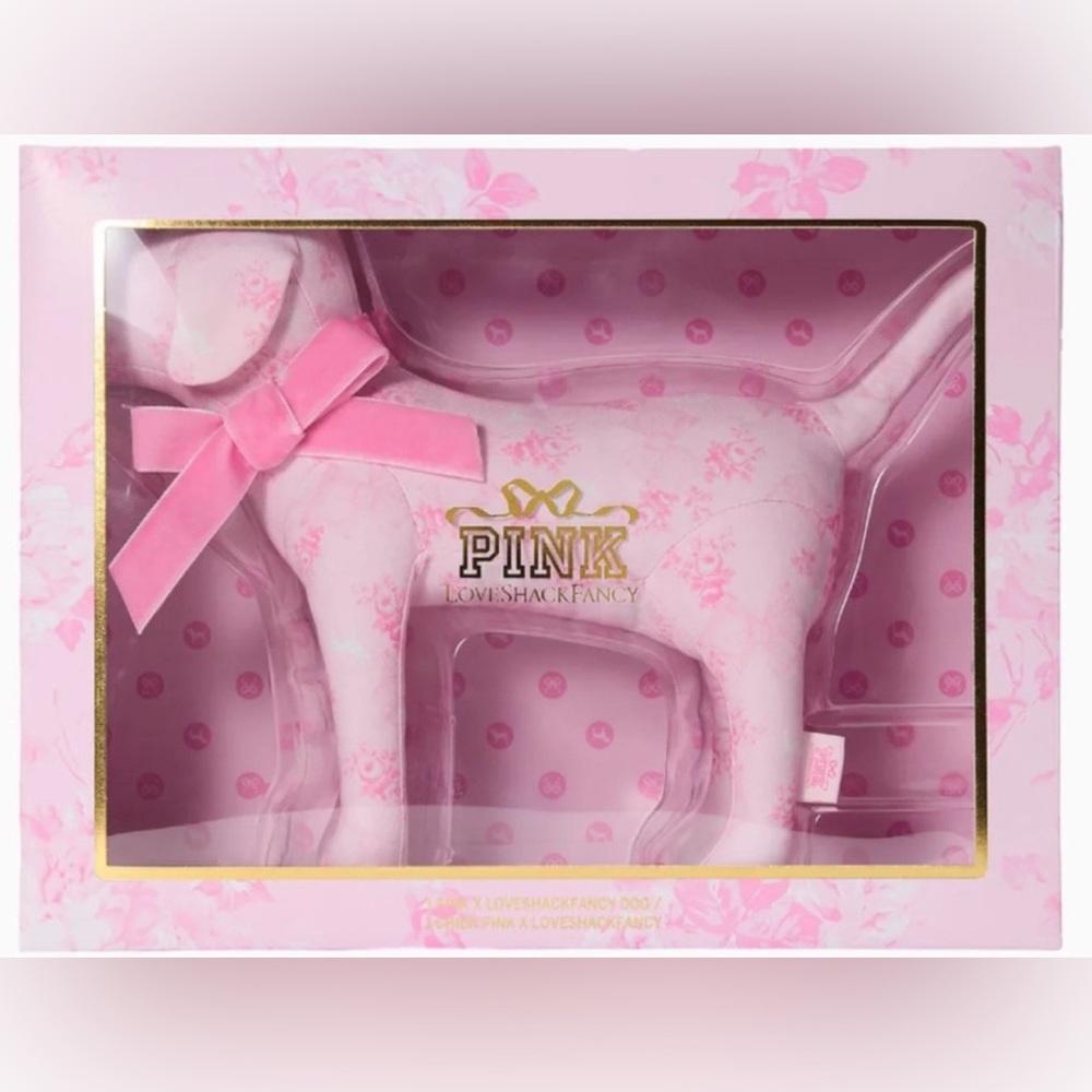 Pink X LoveShackFancy 🐕‍🦺 Pink Plush Dog Beaux Icons NIB